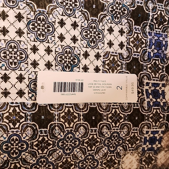 Chico Lace Dolman Top knit Grape Leaf  sz2 (lg) - Picture 2 of 5
